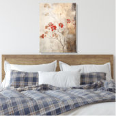 わび日本のさびスタイル素朴な赤い花キャンバス キャンバスプリント (インサイチュ (寝室))