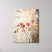 わび日本のさびスタイル素朴な赤い花キャンバス キャンバスプリント (正面)