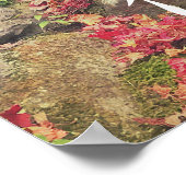 わび – さび瓦石積み竹フェンス紅葉 ポスター (角)