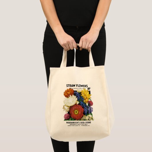 わらの花の種の包みのラベル トートバッグ (正面(商品))