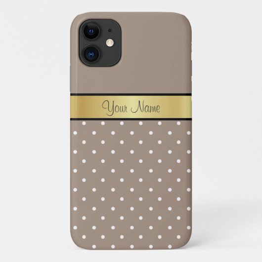 わらクラシック茶と金ゴールドの上の白い点 Case-Mate iPhoneケース (裏面)