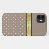 わらクラシック茶と金ゴールドの上の白い点 Case-Mate iPhoneケース (裏面(横))