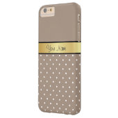 わらクラシック茶と金ゴールドの上の白い点 Case-Mate iPhoneケース (裏面左)