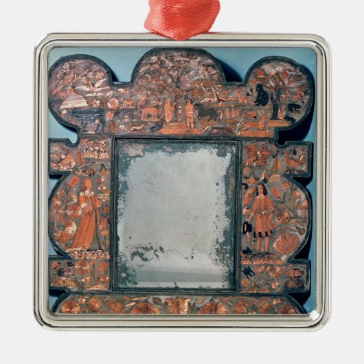 わらワークの鏡フレーム1670-80年 メタルオーナメント (正面)