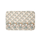 わら帽子と弓でオーバーオールのかわいいバニー バスマット (正面)