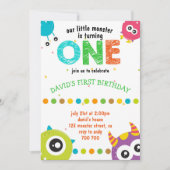 われわれのリトルモンスター男の赤ちゃんファースト誕生日カウト 招待状 (正面)