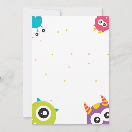 われわれのリトルモンスター男の赤ちゃんファースト誕生日カウト 招待状 (裏面)