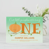 われわれの小さなカボチャが1歳の誕生日グリーンに 招待状 (スタンド正面)