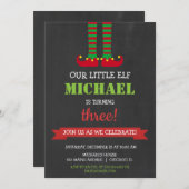 われわれの小さな小妖精や小人のかわいいクリスマス誕生日パーティー 招待状 (正面/裏面)