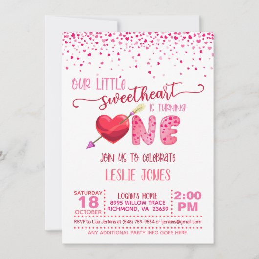 われわれの小さな恋人が1歳になる- WH 招待状 (正面)