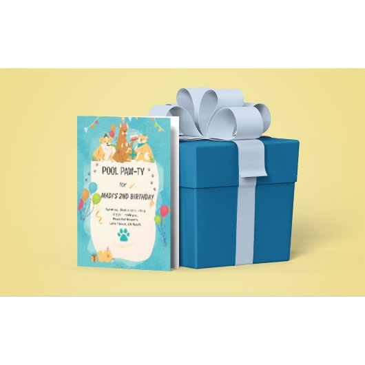 わんちゃんのサマー・プールパーティー招待状 招待状