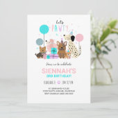 わんちゃんパーティー招待状 子犬招待状 女の子 招待状 (スタンド正面)