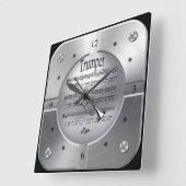 〜をシート音楽で〜に銀色のブラシをかける スクエア壁時計 (傾斜)