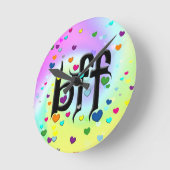 ～をバフでハート ラウンド壁時計 (傾斜)