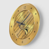 〜をホーフランスのニングして音楽をシート化〜金ゴールドの背景に〜 ラージ壁時計 (傾斜)