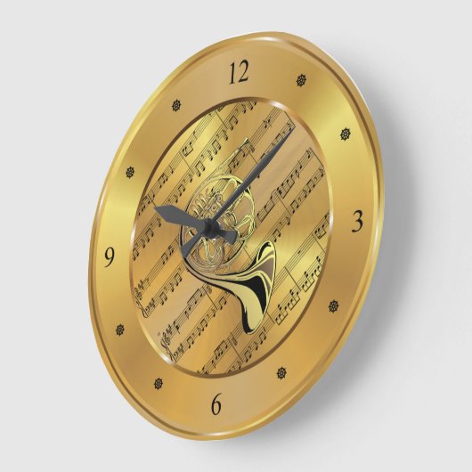 〜をホーフランスのニングして音楽をシート化〜金ゴールドの背景に〜 ラージ壁時計 (傾斜)