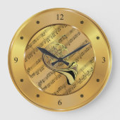 〜をホーフランスのニングして音楽をシート化〜金ゴールドの背景に〜 ラージ壁時計 (正面)