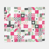 ～を伴コンテンポラリーう幾何学的モザイク模様 フリースブランケット (正面(横))