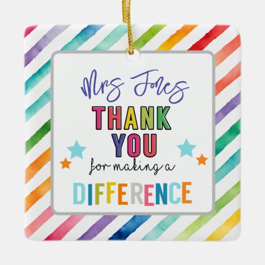 〜を作る感謝していためにボランティ違うアをする セラミックオーナメント (正面)