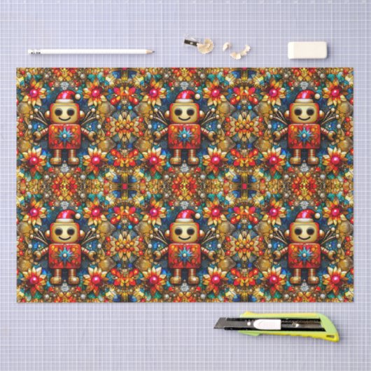 ~を包むロボットのクリスマス 薄葉紙 (クラフト)