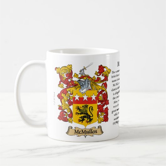 を含む(頂上) McMullen家族の紋章付き外衣 コーヒーマグカップ (左)