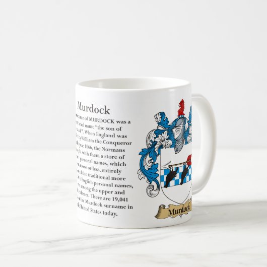 を含む(頂上) Murdock家族の紋章付き外衣 コーヒーマグカップ (正面右)