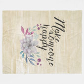 を幸せな花にする フリースブランケット (正面(横))