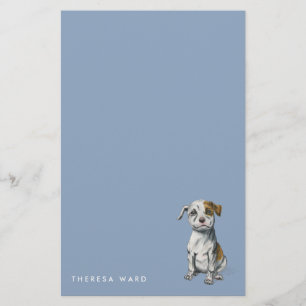  を引いているピット・ブルのかわいい子犬はあなたの名前を加えます 便箋