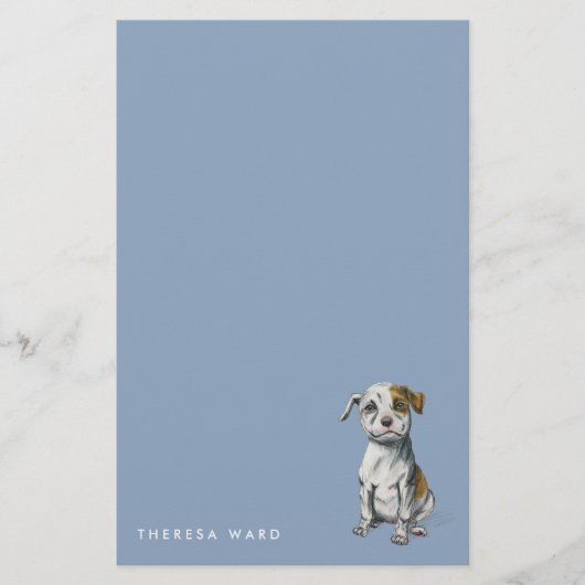 |を引いているピット・ブルのかわいい子犬はあなたの名前を加えます 便箋 (正面)