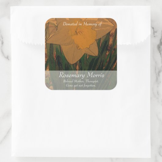 ~を思い出し絵を描て寄付されたDaffodilの~ スクエアシール (バッグ)