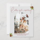 ～を手にするメリー |アーチ型フォトクリスマスホリデー シーズンカード (正面)