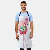 ~を持つかわいくて美しいピンクのフラミンゴのメキシコ鳥 エプロン (着用した状態)