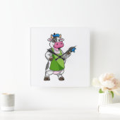 ～を持つペン絵を描ター スクエア壁時計 (ホーム)