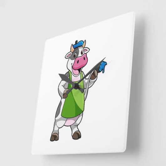 ～を持つペン絵を描ター スクエア壁時計 (傾斜)