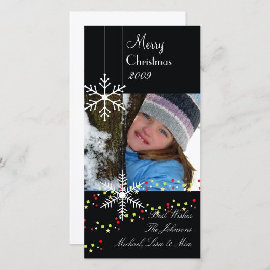 〜を白黒のクリスマスに雪が降りる シーズンカード (正面/裏面)