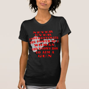 ~を知る女性の力を決して過小評価しない Tシャツ