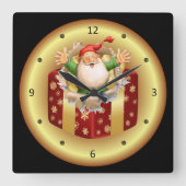 ~を突破するクリスマスの時計の~のサンタの~ スクエア壁時計 (正面)