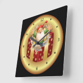 ~を突破するクリスマスの時計の~のサンタの~ スクエア壁時計 (傾斜)