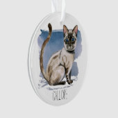 |を絵を描いているかわいいシャム猫はあなたの名前を加えます オーナメント (正面)