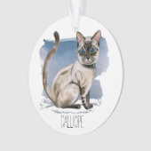 |を絵を描いているかわいいシャム猫はあなたの名前を加えます オーナメント (正面)