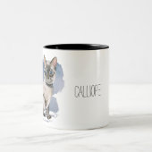 |を絵を描くシャムの子ネコの水彩画はあなたの名前を加えます ツートーンマグカップ (中央)