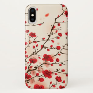 を絵を描く花の東洋のスタイルは写真を加えます iPhone X ケース