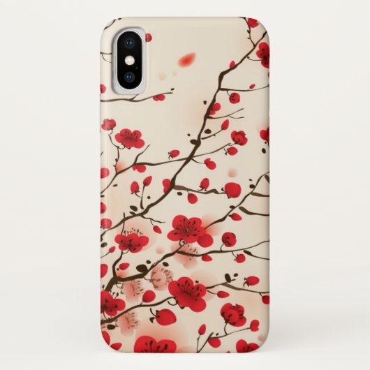 |を絵を描く花の東洋のスタイルは写真を加えます Case-Mate iPhoneケース (裏面)