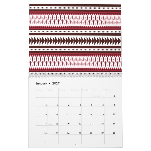 を表示するカラフル画面のクローズアップ画像 カレンダー (1月 2027)