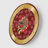 〜を角笛フランスので銀色にする〜を赤色にする〜〜金ゴールド〜クリスマス〜 ラージ壁時計 (傾斜)