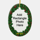 を記念して-ヒイラギの楕円形のオーナメントは2味方しました セラミックオーナメント (正面)