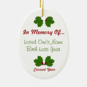 を記念して-ヒイラギの楕円形のオーナメントは2味方しました セラミックオーナメント (裏面)