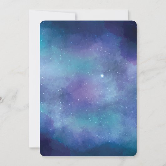 を越える結婚にそして銀河系のベビーシャワーの招待 招待状 (裏面)