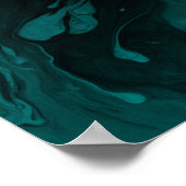 を追加カスタム引用文ブラックマーブルブライトティール（緑がかった色） ポスター (角)