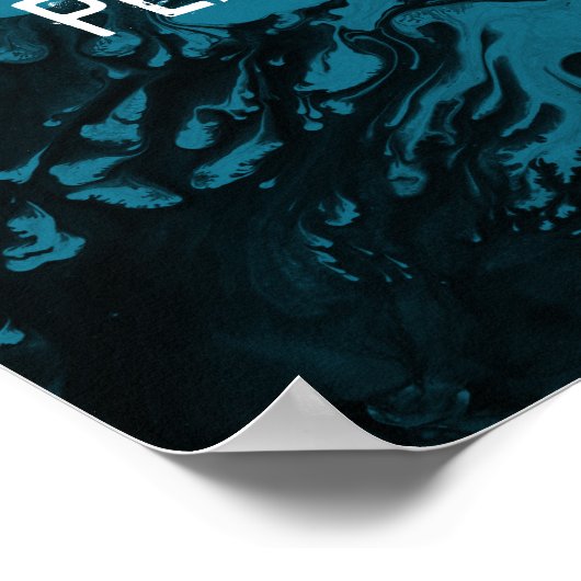 を追加カスタム引用文ブラックマーブルブライトモザイクブルー ポスター (角)